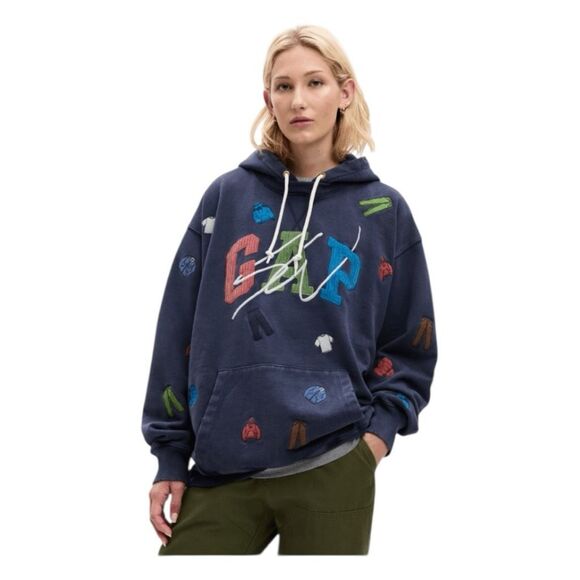 GAP Navy Hoodie with Colorful Graphics - Picture 8 of 16